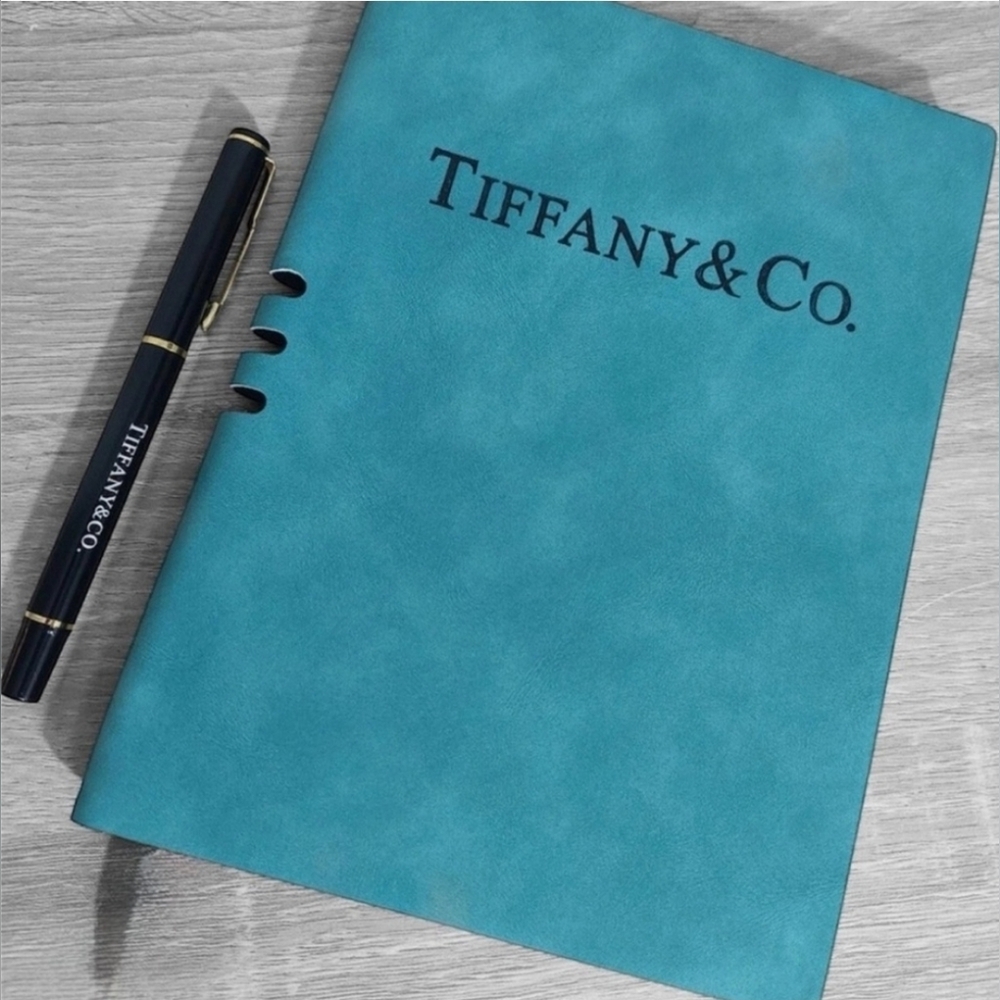 NEW Tiffany & Co. Teal Suede  Notebook with Black Pen, Sealed In Package!